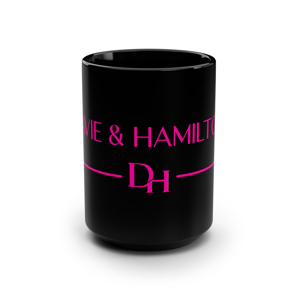 Davie & Hamilton Luxury Black 15oz Coffee Mug – Pink Monogram DH