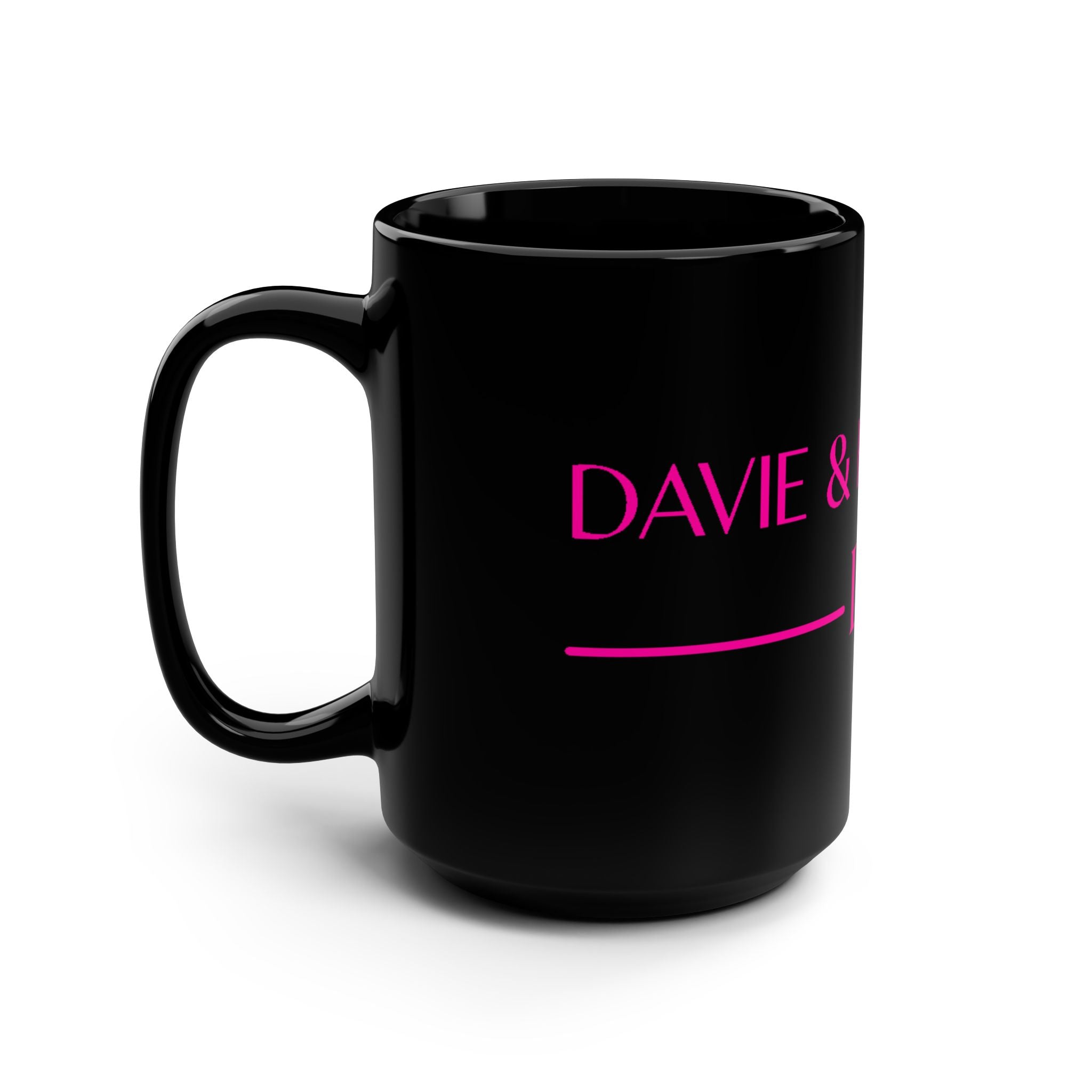 Davie & Hamilton Luxury Black 15oz Coffee Mug – Pink Monogram DH